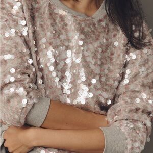 Anthropologie Maeve Long Sleeve Sequin Sweatshirt XS NWT New